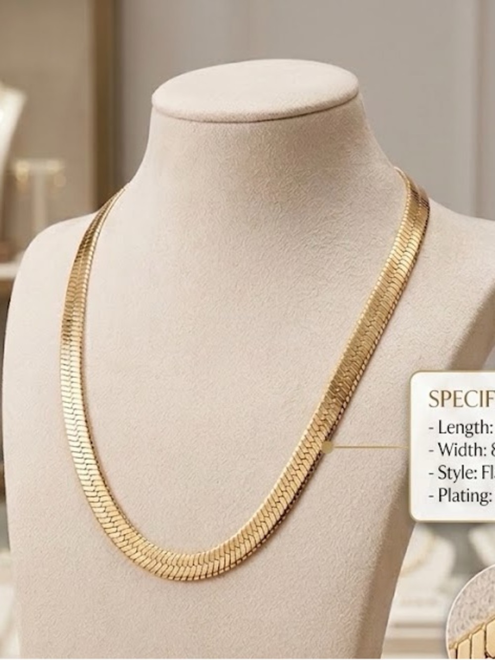 New 14k Gold Filled 20" Wide Herringbone Collar Necklace | Stamped 14K